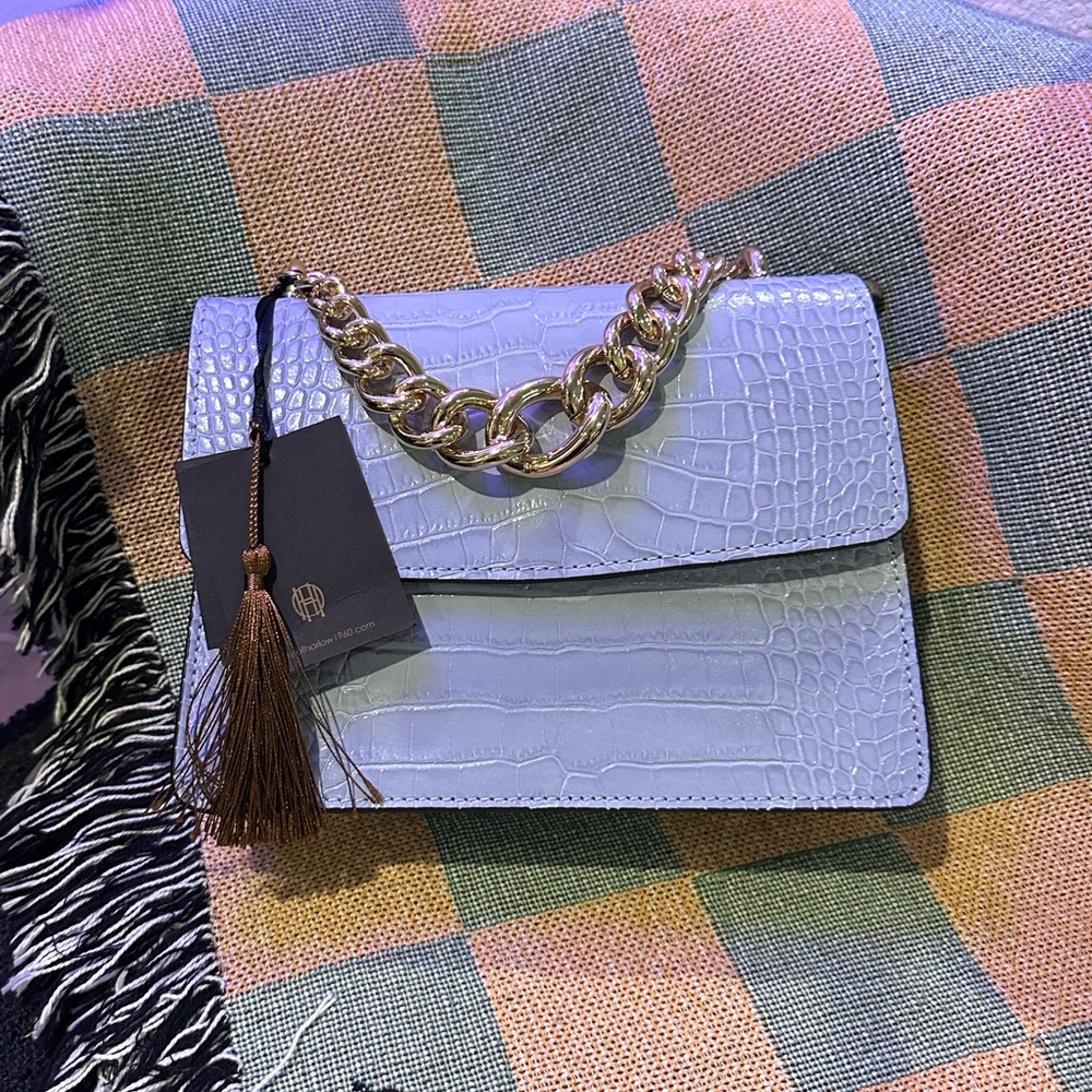 House of Harlow 1960 Blue and Gold Genuine Leather Crossbody